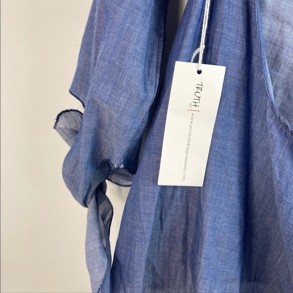 TRUTH NYC X-large denim color, off shoulder top ,open back Tie’s at wrist - Picture 6 of 9